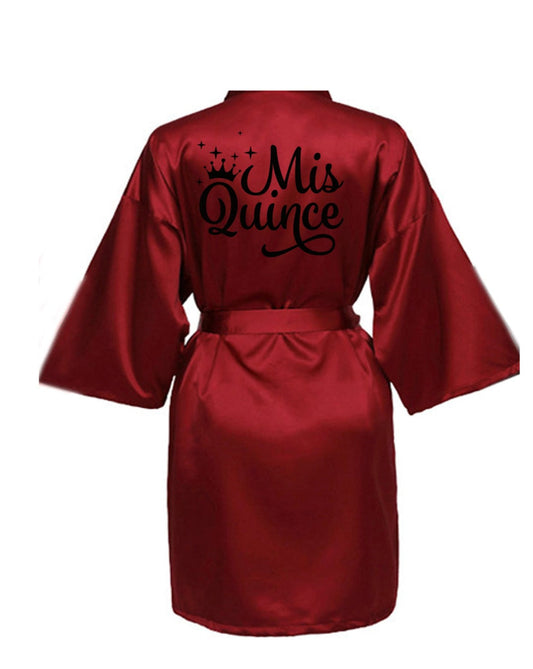 Burgundy Quince Robe with Black Solid Logo