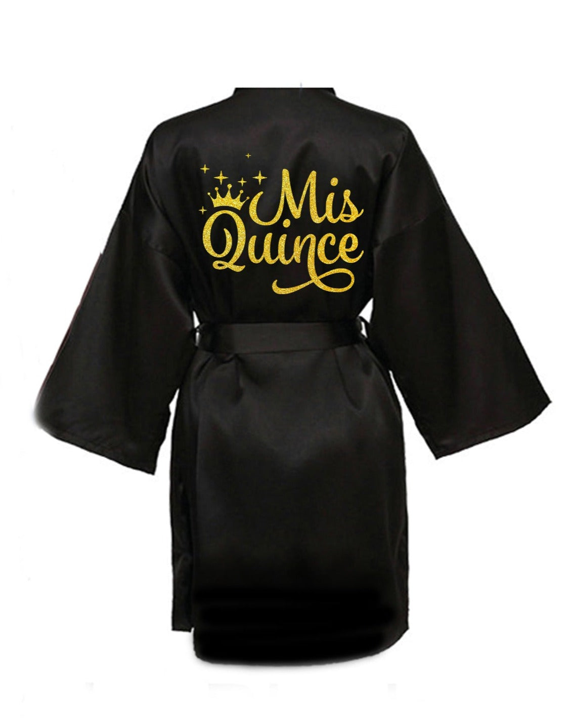 Black Quince Robe With Gold Glitter Logo