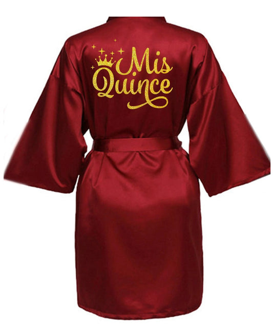 Burgundy Quince Robe with Gold Glitter logo