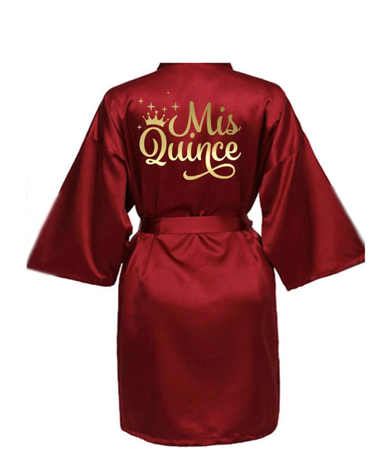 Burgundy Quince Robe With Gold Mirror Logo