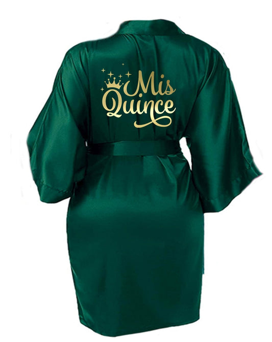 Emerald Quince Robe With Gold Mirror Logo