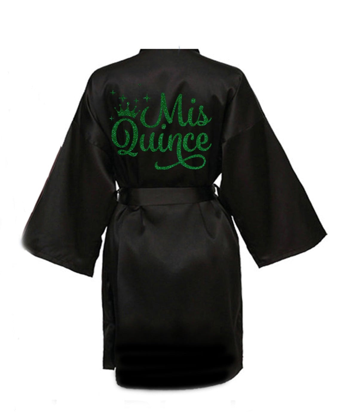 Black Quince Robe With Green Glitter Logo