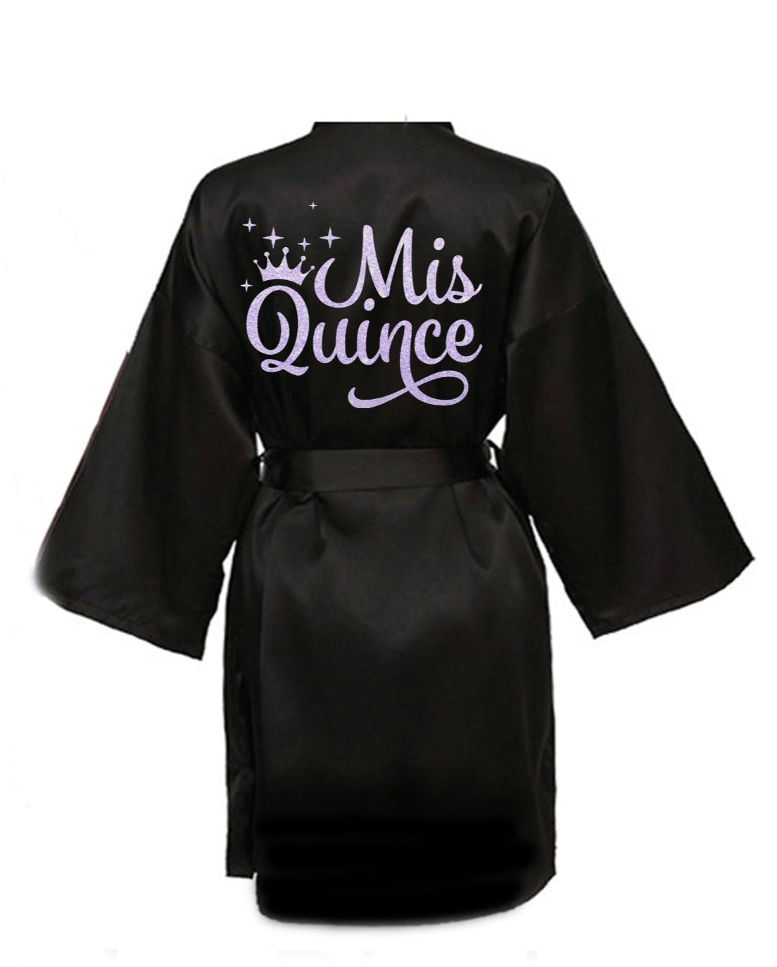 Black Quince Robe With Lilac Glitter Logo