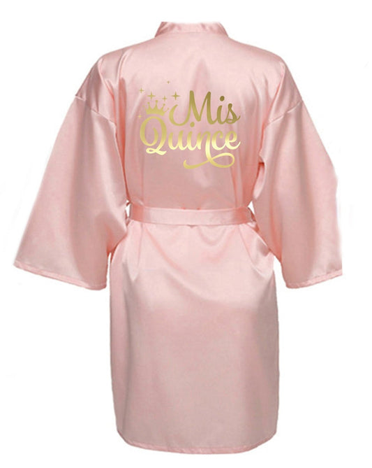 Blush Quince Robe With Gold Mirror Logo