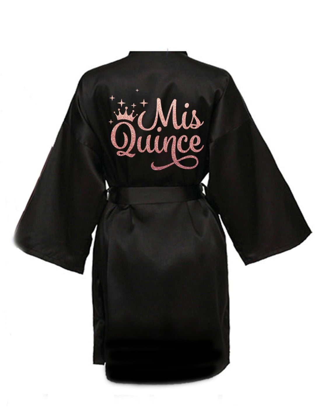 Black Quince Robe With Rose Glitter Logo