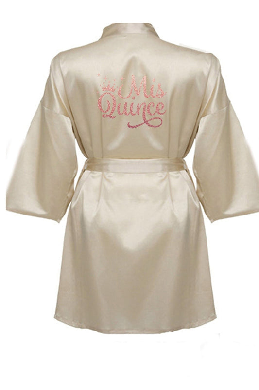 Beige Robe with Rose Glitter logo