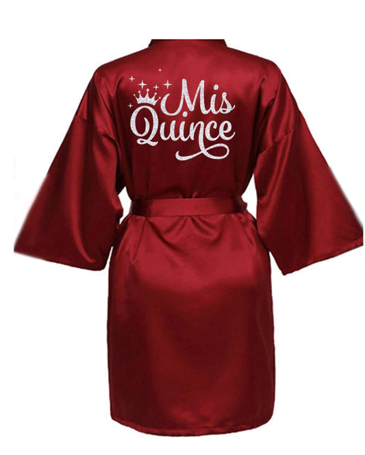 Burgundy Quince Robe with Silver Glitter logo