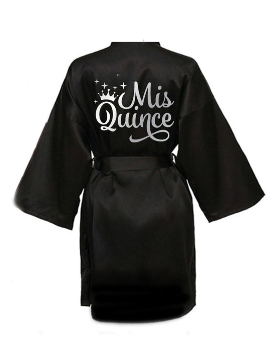 Black Quince Robe With Silver Mirror logo