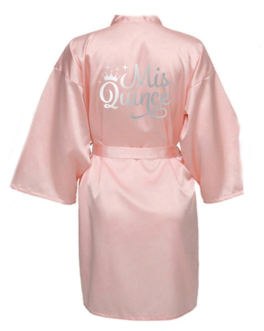 Blush Quince Robe With Silver Mirror Logo