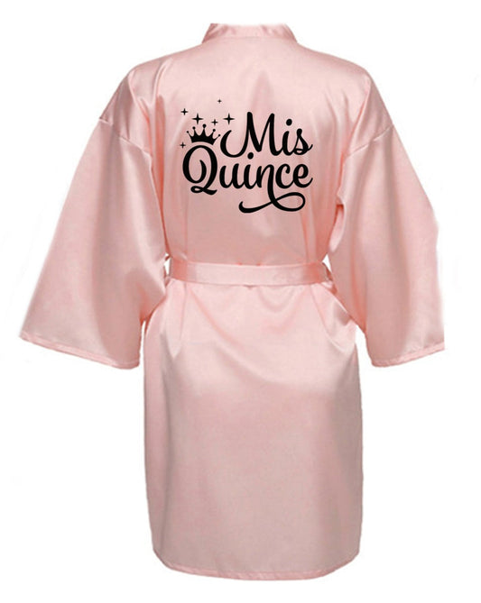 Blush Quince Robe With Black Solid Logo