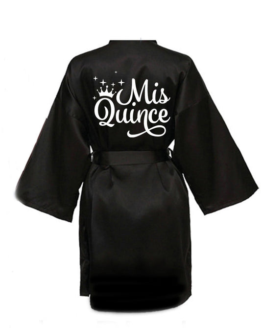 Black Quince Robe With White Solid Logo