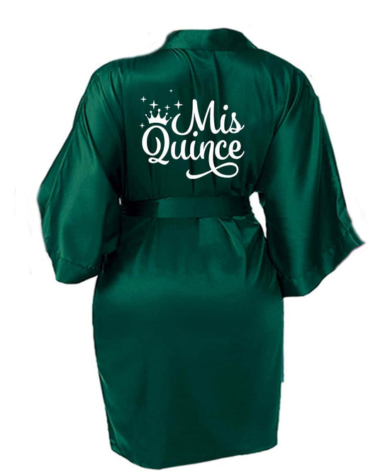 Emerald Quince Robe With White Solid Logo